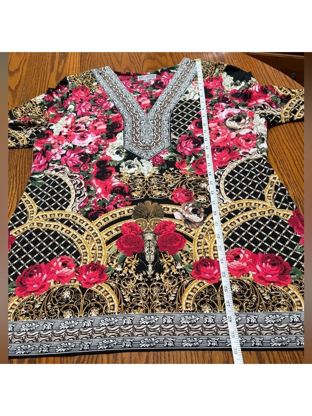 JM Collection Floral V Neck Tunic Blouse XL - Picture 7 of 11